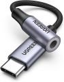UGREEN 80154 USB C to 3.5mm Audio Adapter Type C to Headphone Aux Jack Dongle 24bit/96kHz HiFi DAC Cable Cord Compatible with iPhone 15 Pro Max/15 Pro/15 Plus, iPad, Galaxy S23 Ultra, Pixel 7, Grey. 