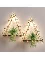 Wood Shelf with Leaf Hanging Decoration LED Shelf Decor Aesthetic Room Decor Floating Shelves Wall Display Stand for Living Room.