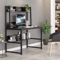 Multifunctional Wooden Study Table/Writing Reading Table/Laptop Computer Desk for Home Office with Open Shelves/Study Desk (40x24x30 inches, Black White). 