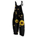 Sunflower Pattern Overalls For Women Fashion Slim Jumpsuit Women Casual Loose Romper For Women Mono Deportivos Mujer Gym.