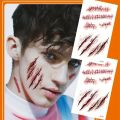 Zombie Scars Tattoos with Fake Scab Bloody Makeup Fool's Day Prank Props Party Decoration Wound Scary Sticker for Cosplay Costum. 