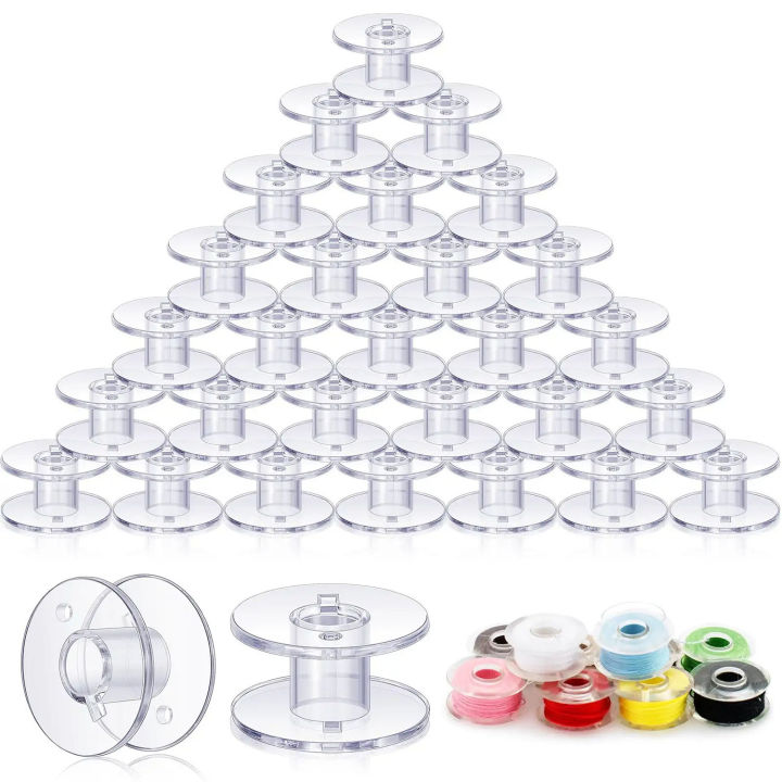 10/20/30Pcs Clear Plastic Threads Bobbins Universal Empty Spool Bobbin ...