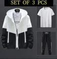 Deefuel Summer Men'S Trendy Casual  Lightweight- Combo Pack Of Single Layer WindCheater ,Tshirt And Jogger Set. 