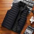 Aiwetin Men' Sleeveless Vest Jackets Winter Fashion Male Cotton-Padded Vest Coats Men Stand Collar Warm Waistcoats Clothing 5XL. 