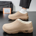 New Fashion Cotton Slippers Men Winter Warm Home Cotton Shoes Waterproof Garden Shoes Indoor Slip on Concise Shoes. 