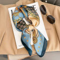 70x70cm Fashionable Korean Style Silk Square Scarf Satin Print Hairband Necktie Hair Accessory Headscarf Versatile Wrap Scarf. 