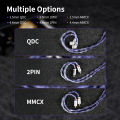 KBEAR Neon High-purity OFC Quad-cross IEM Headphone Cable 4 Core 3.5/4.4MM Balanced Replaceable HiFi Woven Structure.