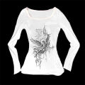 Autumn and winter new American style Y2K women's slim fit top T-shirt simple daily DIY printed long sleeved T-shirt base shirt. 