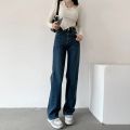 Loose Straight Women's Jeans Fashion Stretch Soft Drape Multi-button High Waist Denim Trousers Street Fashion Female Clothing. 