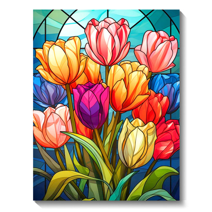 5D DIY Diamond Painting Tulip Flower Full Round Diamond Mosaic Embroidery Cross Stitch Kit Home Decoration Art Hobbies