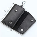 Portable Leather Housekeeper Holders Car Keychain Key Holder Bag Case Unisex Wallet Cover Simple Solid Color Storage Bag.