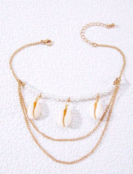 1pc%20Beach%20Shell%20Multilayer%20Alloy%20Chain%20Necklace%20With%20Mixed%20Pearl,%20Shell,%20Eye%20&%20Starfish%20Pendants%20-%20Image%204