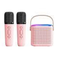 Y1 Microphone Karaoke Machine Bluetooth Speaker 5.3 System with 2 Wireless Mic RGB Light Home Family Singing Speaker Kid Gift. 