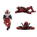 6pcs/set Deadpool Anime Action Figure Sitting Posture Model X-Men Mini Doll Car Decoration Marvel Collection Figurine Kids Toy. 