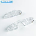 RJ45 Cat6 Pass Through Connectors and Strain Relief Boots, easy to Crimp Modular Plug for Solid or Stranded Network Cable. 