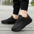 Boys' breathable running shoes, lightweight girls' sports shoes, four season outdoor children's black mesh eyes, big children's. 