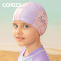 COPOZZ Cartoon Children Swimming Cap Kids PU Waterproof Ear Protection Swim Hat Elastic Bathing Hats Pool Caps For Boys Girl.