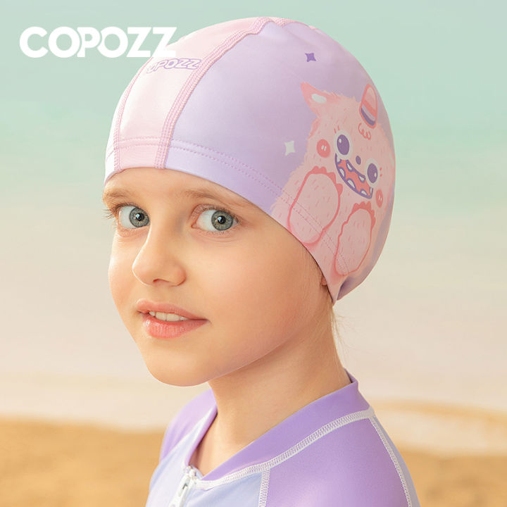 COPOZZ Cartoon Children Swimming Cap Kids PU Waterproof Ear Protection Swim Hat Elastic Bathing Hats Pool Caps For Boys Girl