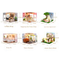 DIY Wooden Miniature DollHouse Leisurely Coffee Shop Dollhouses Scene Model  Doll House Assembly Model Toys For Kids Gifts. 