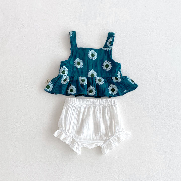 Summer%20Baby%20Girl's%20Daisy%20Printed%20Suspenders%20Top%20+%20Lace%20Shorts%20Set%20-%20Sweet%20Printed%202-Piece%20Set%20-%20Image%203