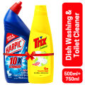 Get 30tk Off with Harpic Toilet Cleaner 750ml and Trix Liquid 500ml Bundle. 