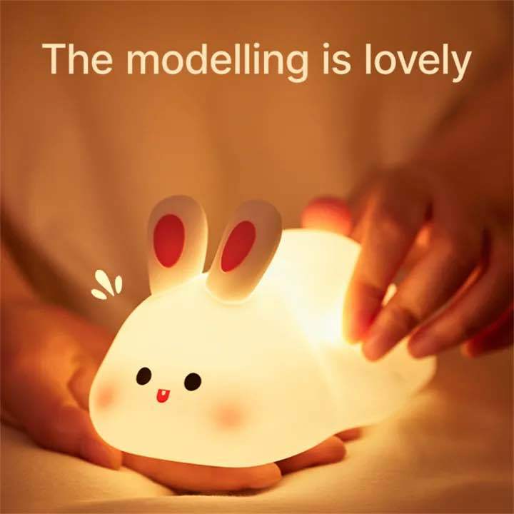 Rabbit LED Night Light Living Room Cute rabbit Plastic Lamp Bedside Decor Creative Kids Night Light Birthday Gift Cake Decor
