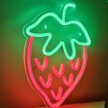 Strawberry Neon Sign LED Neon Light Wall Decor for Bdroom Game Room Store Party Kitchen Restaurant Club Gift for Friend. 