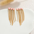 Kissmoon Candy Color Heart-shaped Tassel Earring for Women Stainless Steel Trendy Oil Dripping Heart Drop Earring Jewelry. 