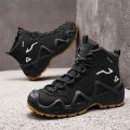 Men Tactical Boots with Straps for Combat Training Waterproof Straps Outdoor Hiking Breathable Shoes Multifunctional Motorcycle. 