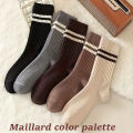 5 Pairs Pack Trendy Striped Crew Socks Women's JK Fashion Socks for Sports Daily Wear Cute Fall Winter Collection. 