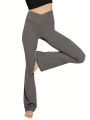 Crossover Flare Leggings for WomenHigh Waist V Cross Bootcut Bell Bottoms Tummy Control Yoga Pants.