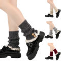Japanese Style Loose Button Sock Covers Lace Trim Short New Knitted Fashion Short Boot Covers Cross-Border Woolen Leg Warmers. 