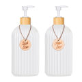 Strip Soap Dispenser with Bamboo Pump Refillable Shampoo Conditioner Hands and Dishes Soap Dispenser Bottle for Kitchen Bathroom. 