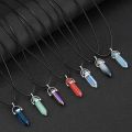 7pcs/set Natural Quartz Chakra Crystal Healing Point Cut Gemstone Pendant Reiki Necklace For Stress Reduction. 