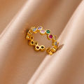 Colorful Zircon Rings For Women Gold Color Stainless Steel Colored Cubic Zirconia Ring Luxury Fashion Wedding Party Jewelry .
