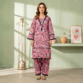 Stitched Digital Print China Linen Fabric Stylish Fashionable Two Piece Set for Women. 