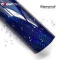 Laser Blue Carbon Fiber Car Stickers Glossy Holographic Color Change Film Self-Adhesive Vinyl Car Wrap Cover Air Release Foil. 