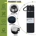 Double-Wall Stainless Steel Vacuum Thermos Flask with Silicone Handle and Insulated Lid Set With 2 Stainless Steel Cups for Hot and Cold Beverages 500 ML. 