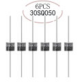 6PCS 30SQ050 Schottky Diode 30A 50V Axial for Solar Panel Parallel Reflow Protection. 