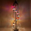 American Vintage Glazed Floor Lamp Jiutou Light Glass Material Cozy Design Romantic Living Room Bedroom Ethnic Customs Lighting. 