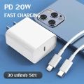 20W/30W PD iPhone charger cable + Type-C fast charger head change to Line for iPhone 14 12 11 13 Pro Max 5 5S 6S 7 7p 8 x XR XS Max iPad. 