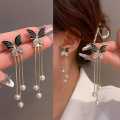 Unique Design Elegant Delicate Light Luxury Black Butterfly Earrings Women Jewelry Party Premium Gifts. 