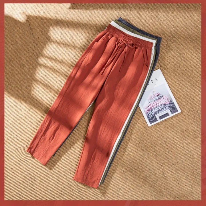 Womens%20Spring%20Summer%20Pants%20Cotton%20Linen%20Solid%20Elastic%20waist%20Candy%20Colors%20Harem%20Trousers%20Casual%20Female%20Pants%20-%20Image%206