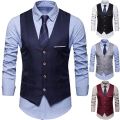 New Trending Men Classic Formal Business Vest Solid Color Sleeveless V Neck Waistcoat.. 