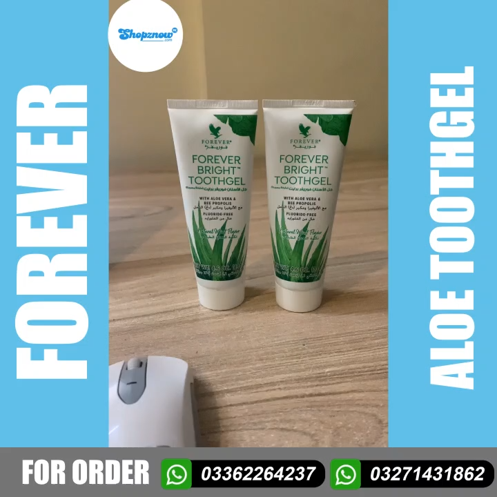 Forever Bright Aloe Vera Toothgel  Fluoride-Free Natural Whitening Tooth  Gel, Mint Toothpaste with free toothbrush | Daraz.pk
