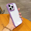 High Quality Metal Camera Frame Transparent Back Cell Phone Case for iPhone 16 Pro Max Clear Hot Bronzing Ultra Thin Slim Cover. 
