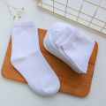5-Pack Kids Socks Cotton Blend,Crew Socks for Boys and Girls, Comfy Breathable, Solid Color, School White Children Socks. 