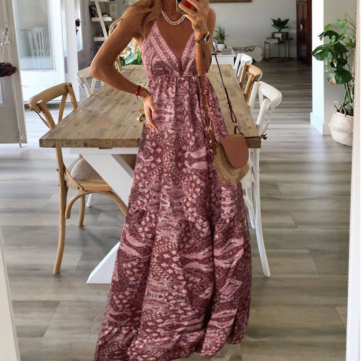 European%20And%20American%20New%202023%20Bohemian%20Style%20New%20Strap%20Long%20Dress%20High%20Waist%20V-Neck%20Printed%20Fragmented%20Flower%20Dress%20Women's%20Wea%20-%20Image%205