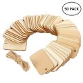 50Pcs Unfinished Nature Wood Slice Gift Tags Blank Wooden Hanging Label With Rope for Wedding Party Christmas Decor DIY Crafts. 