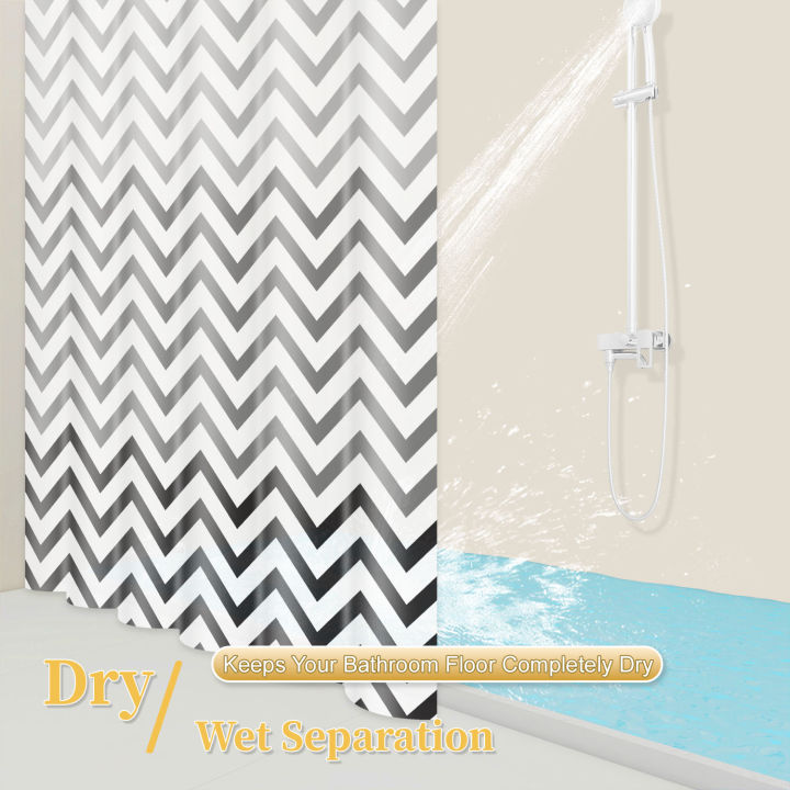 1pc%20Black%20White%20Wavy%20Stripe%20Artwork%20Geometric%20Shower%20Curtain%20Waterproof%20PEVA%20Modern%20Minimalist%20Bathroom%20Decor%20-%20Image%203